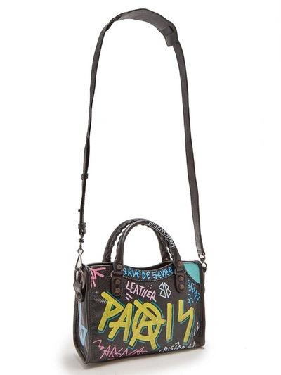 Balenciaga Classic City Mini Printed Textured-leather Tote In Black