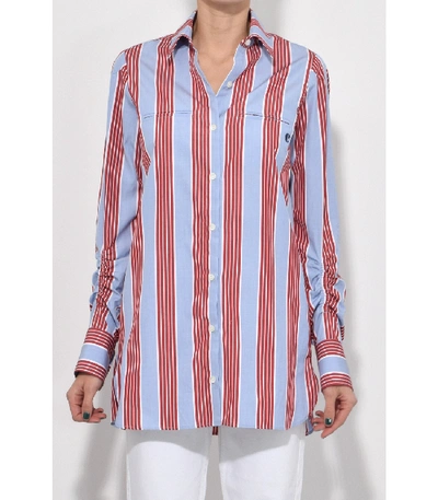Shop Carven Blue/dark Red Steel Long Sleeve Shirt