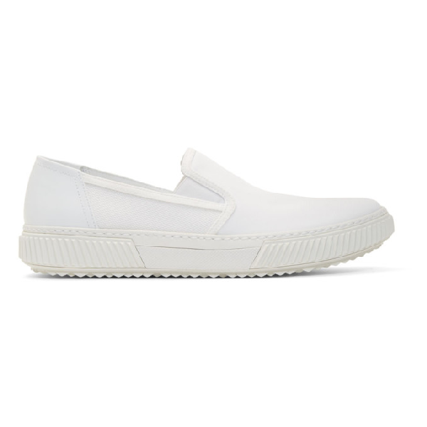 Prada Stratus Mesh & Canvas Slip-on Sneakers In White | ModeSens