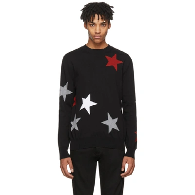 Shop Givenchy Black Intarsia Stars Sweater