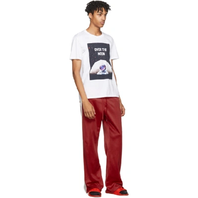 Shop Versace Red And White Side Band Track Pants In A933 Red/wh