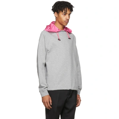 Shop Valentino Grey & Pink Detachable Hood Sweatshirt In 080 Gry Mel