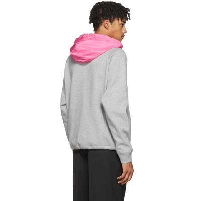 Shop Valentino Grey & Pink Detachable Hood Sweatshirt In 080 Gry Mel