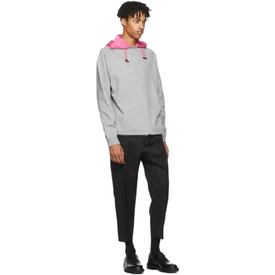Shop Valentino Grey & Pink Detachable Hood Sweatshirt In 080 Gry Mel