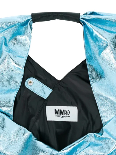 Shop Mm6 Maison Margiela Japanese Metallic Tote Bag In Blue