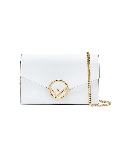 Shop Fendi White Logo Shoulder Bag