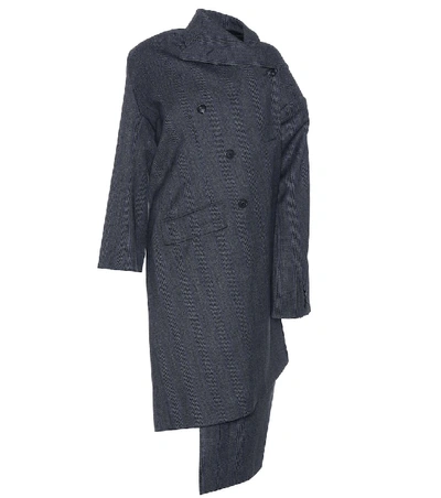 Shop Balenciaga Plaid Wool Coat In Grey