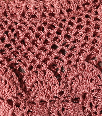 Shop Anna Kosturova Filigree Crocheted Cotton Crop Top In Pink