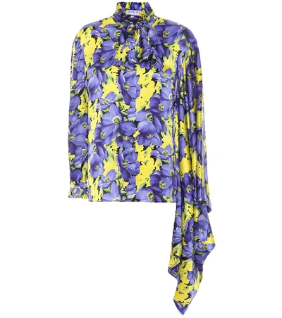 Shop Balenciaga Printed Silk Satin Blouse In Multicoloured