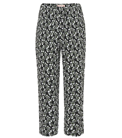 Shop Marni Printed Cropped Trousers In Multicoloured