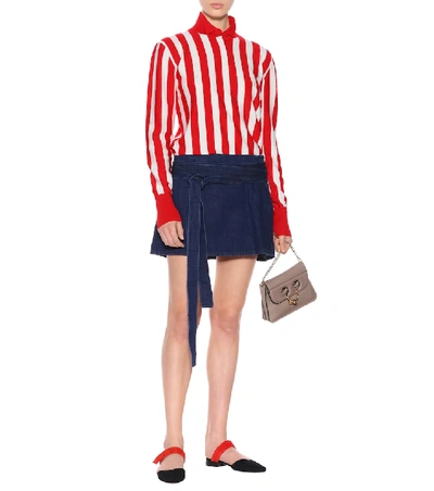 Shop Jw Anderson Cotton And Linen Miniskirt In Blue