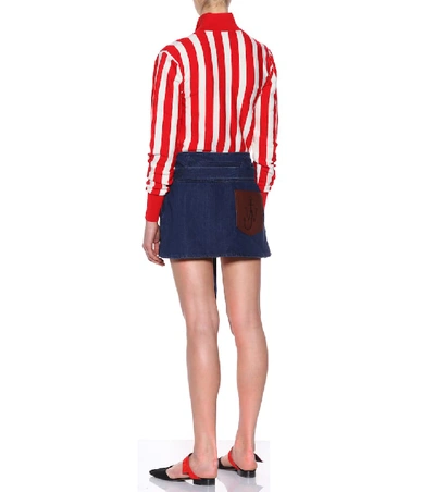 Shop Jw Anderson Cotton And Linen Miniskirt In Blue