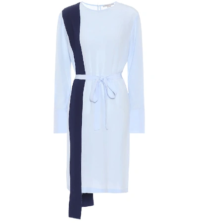 Shop Stella Mccartney Asymmetric Silk Dress In Blue