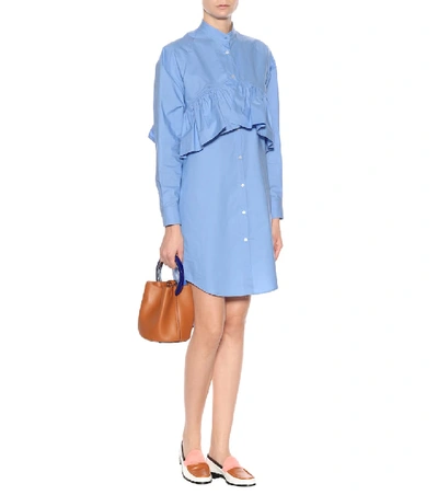 Shop Msgm Cotton Dress In Blue