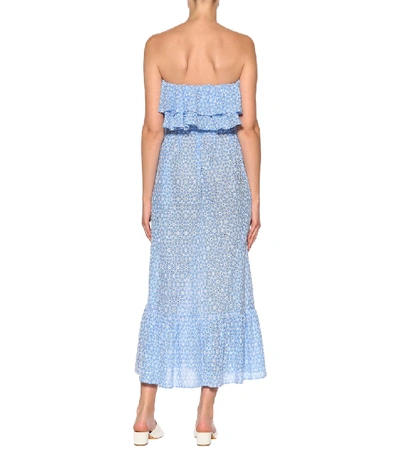 Shop Lisa Marie Fernandez Sabine Embroidered Cotton Dress In Blue