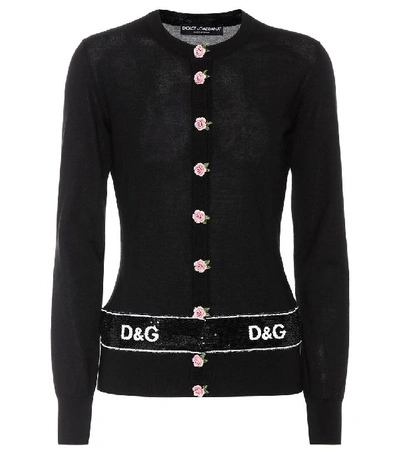 Shop Dolce & Gabbana Cashmere And Silk Cardigan In Black