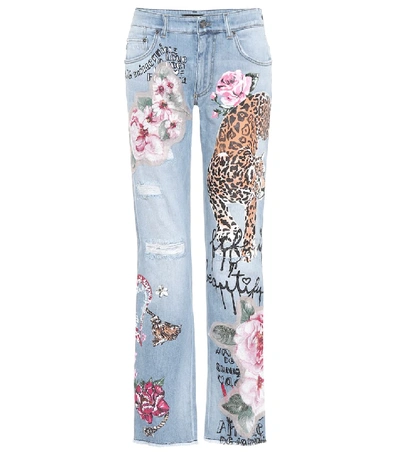 Shop Dolce & Gabbana Embellished Mid-rise Jeans