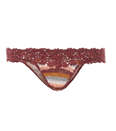 Shop Anna Kosturova Marsala Cotton Bikini Bottoms In Multicoloured