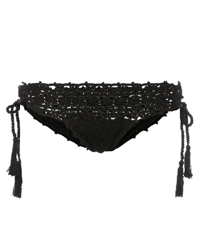 Shop Anna Kosturova Darling Crocheted Cotton Bikini Bottoms In Black