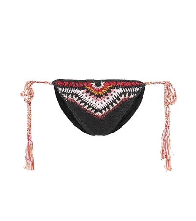 Shop Anna Kosturova Crocheted Bikini Bottoms In Black