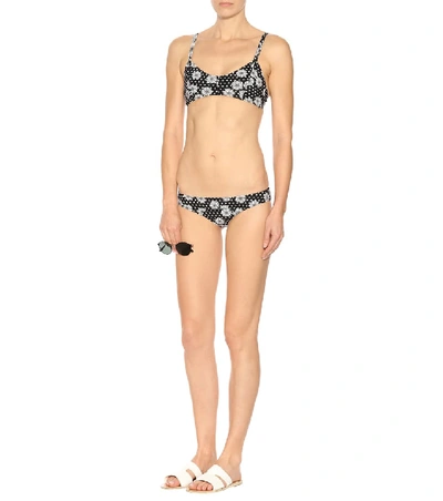 Shop Lisa Marie Fernandez Genevieve Floral-printed Bikini In Black