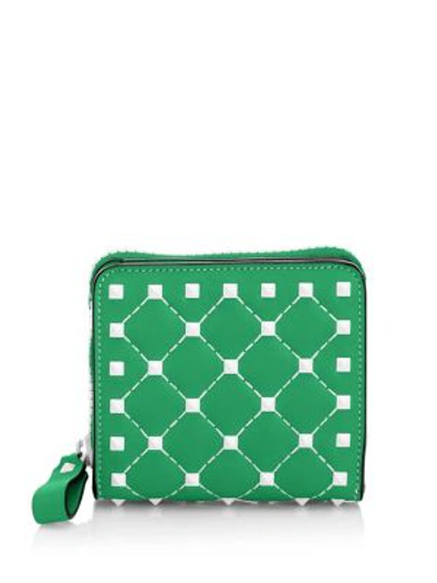 Shop Valentino Studded Leather Wallet In Mint