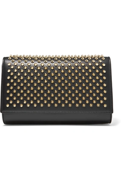 Shop Christian Louboutin Paloma Spiked Leather Clutch In Black