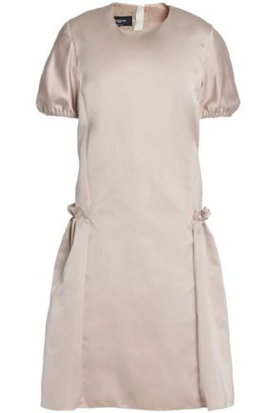 Shop Rochas Woman Pleated Ruffled Duchesse-satin Mini Dress Beige