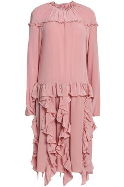 Shop Rochas Woman Ruffled Silk Dress Pink