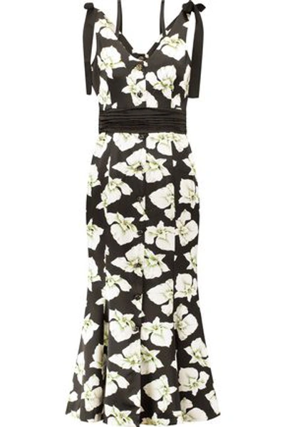 Shop Cinq À Sept Woman Blakely Floral-print Silk Midi Dress Black