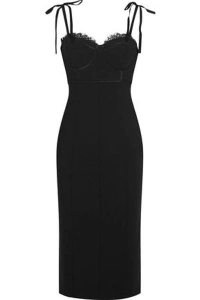 Shop Cinq À Sept Woman Faron Lace-trimmed Cady Bustier Dress Black