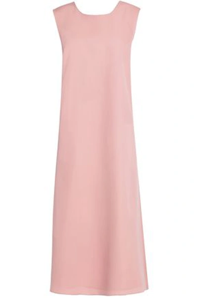 Shop Rochas Woman Bow Detail Wool-crepe Midi Dress Pink