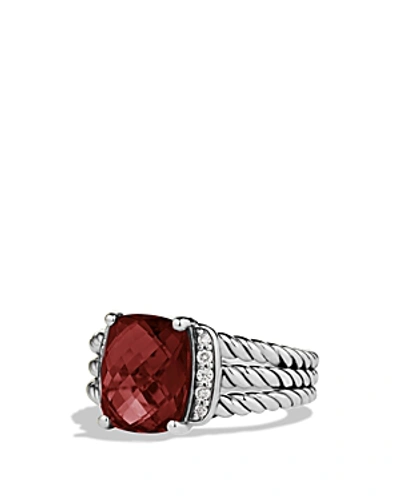 Shop David Yurman Petite Wheaton Ring With Garnet And Diamonds