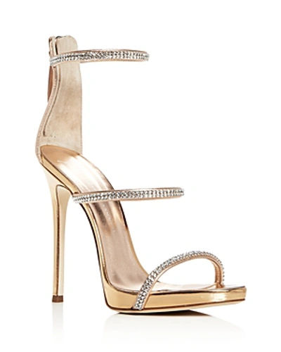 Shop Giuseppe Zanotti Women's Coline Embellished Strappy High-heel Sandals In Ramino Gold