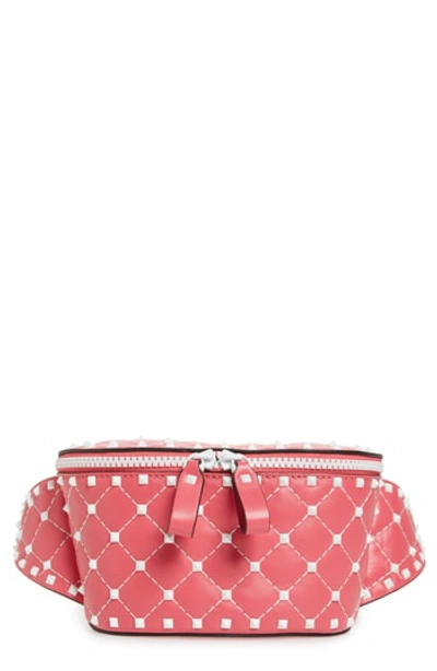Shop Valentino Rockstud Matelasse Leather Belt Bag - Pink In Shadow Pink