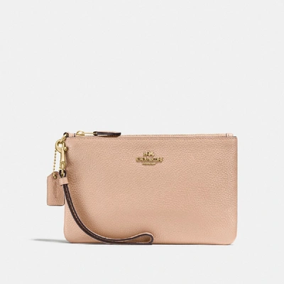 Shop Coach Small Wristlet In Beechwood/light Gold