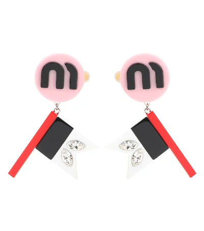 Shop Miu Miu Clip-on Earrings In Multicoloured