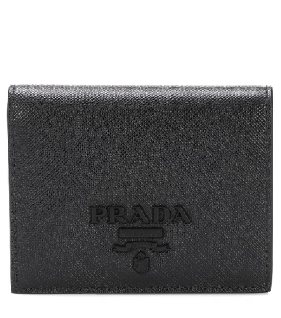 Shop Prada Leather Wallet In Black