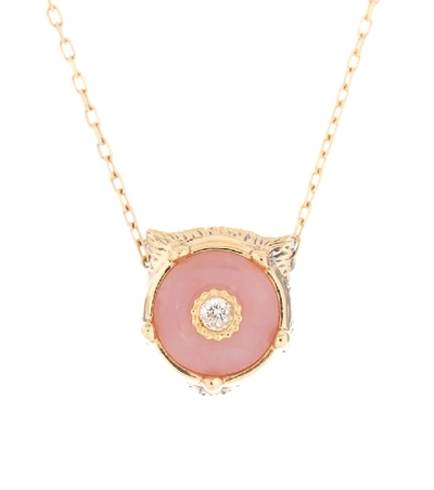 Shop Gucci Le Marché Des Merveilles 18kt Gold Necklace With Diamonds And Opal