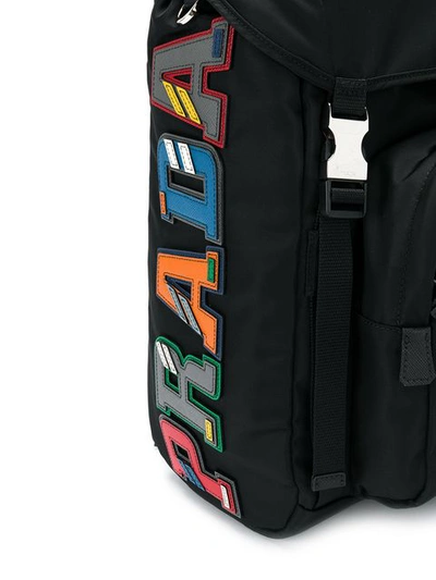 Shop Prada Logo Applique Backpack