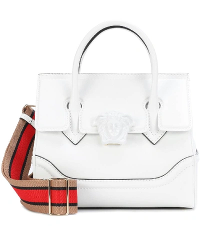 Shop Versace Palazzo Empire Leather Tote In White