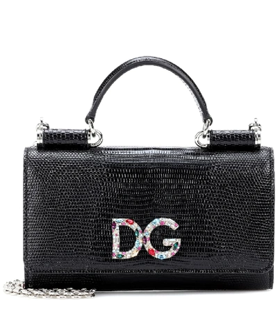 Shop Dolce & Gabbana Von Leather Shoulder Bag In Black