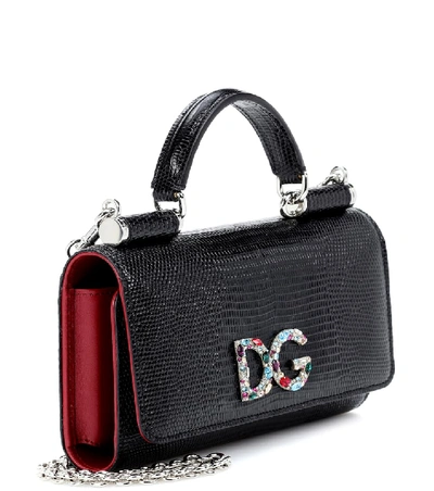Shop Dolce & Gabbana Von Leather Shoulder Bag In Black