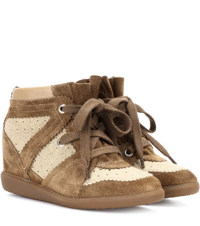 Shop Isabel Marant Bobby Suede Wedge Sneakers