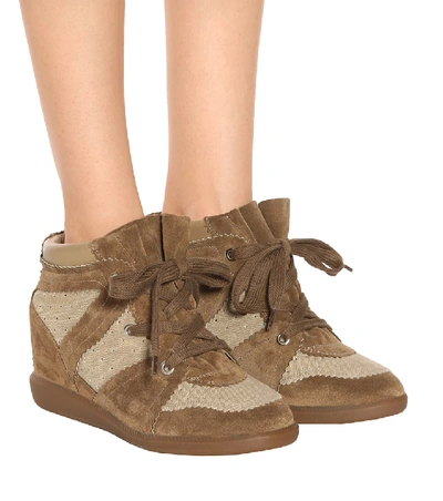 Shop Isabel Marant Bobby Suede Wedge Sneakers