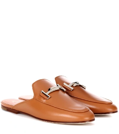 Shop Tod's Leather Slippers