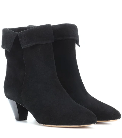 Shop Isabel Marant Dyna Suede Ankle Boots In Black