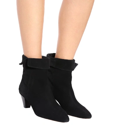 Shop Isabel Marant Dyna Suede Ankle Boots In Black