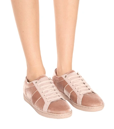 Shop Saint Laurent Sl/01 Velvet Sneakers In Pink
