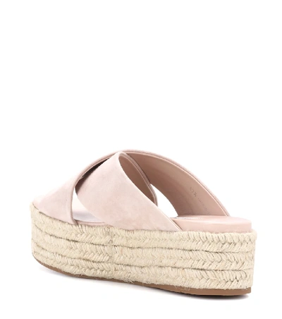 Shop Miu Miu Suede Platform Sandals In Pink